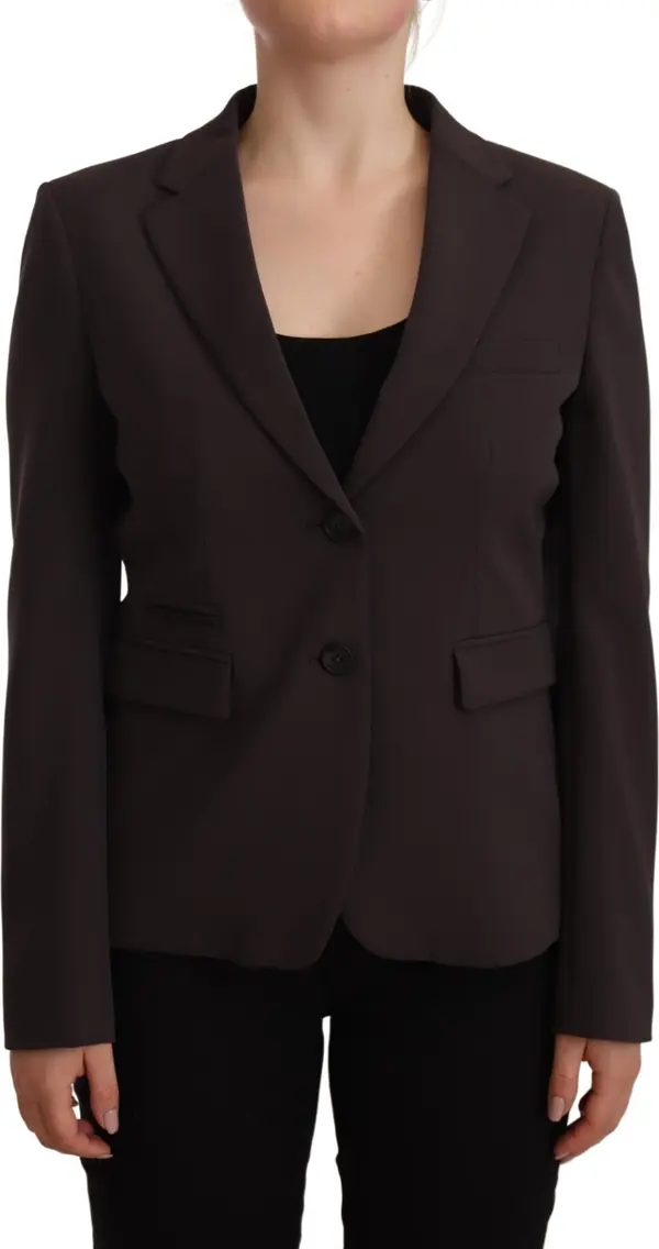 Brown Long Sleeve Single Breasted Women Jacket Blazer