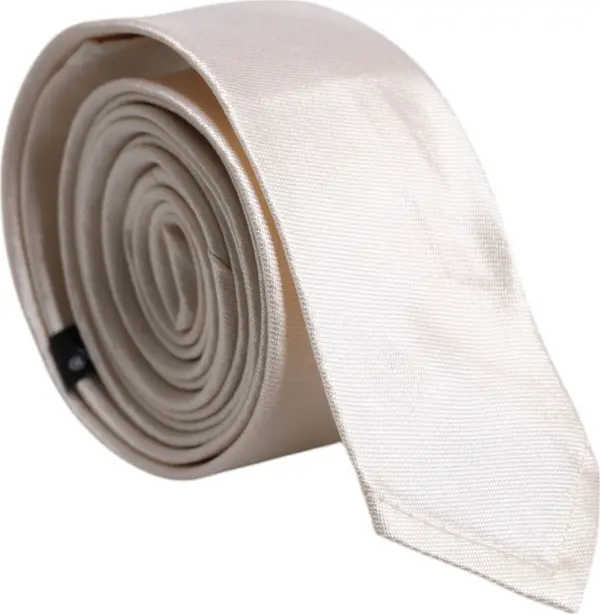 White Solid Silk Adjustable Necktie Tie