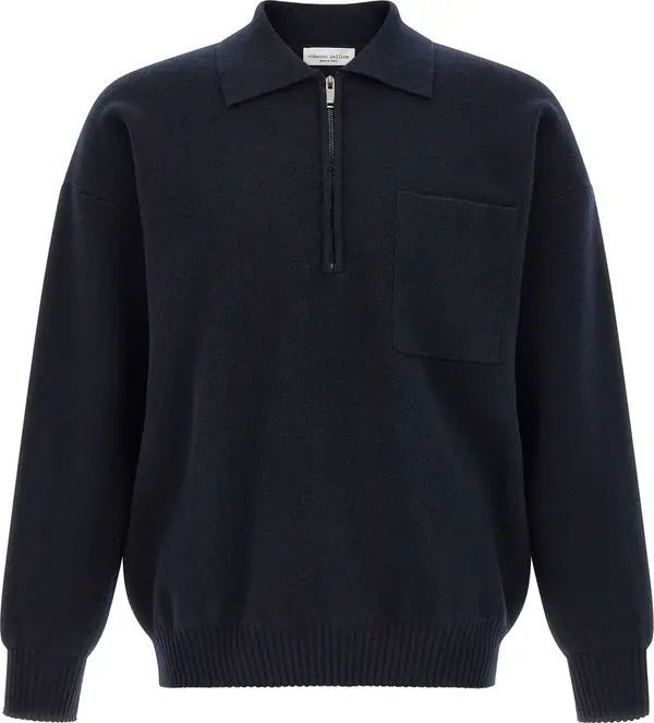 Blue Merino Wool Polo Shirt
