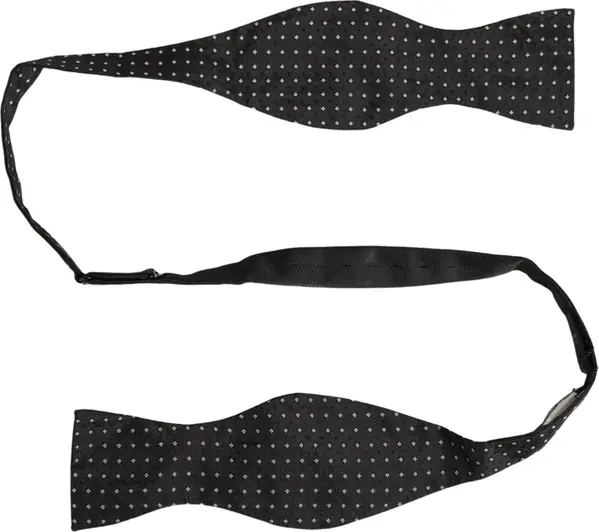 Dark Gray White Polka Dot Adjustable Neck Papillon Bow Tie