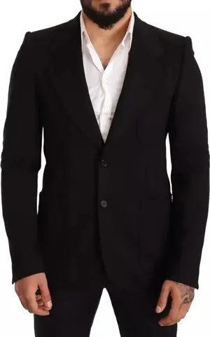 Black Wool Slim Fit Coat Jacket Blazer