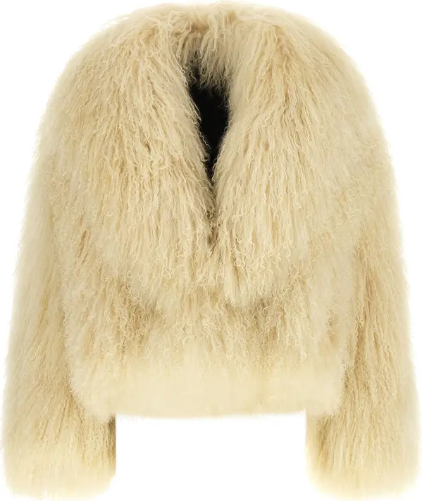 Beige Cashmere Biker Jacket