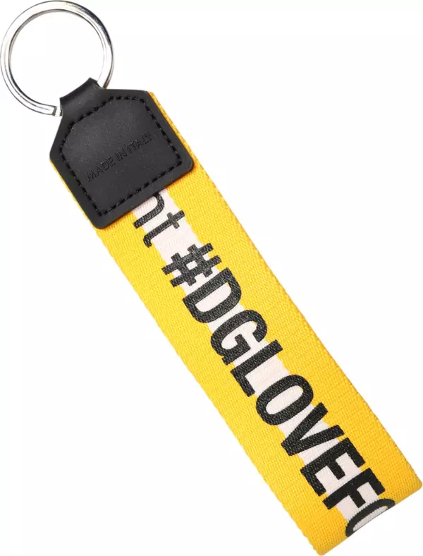 Yellow Logo Polyester Silver Brass Holder Keychain Keyring