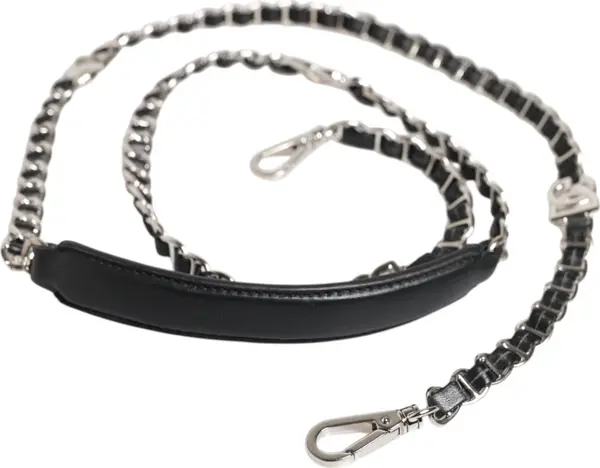 Black Leather DG Logo Chain Bag Shoulder Strap