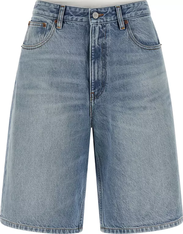 Blue Cotton Bermuda Shorts