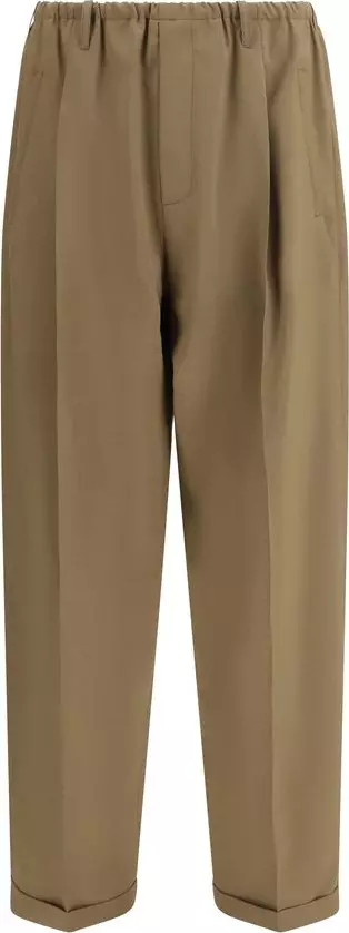 Beige Polyester Casual Pants