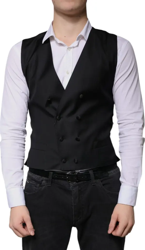 Black Wool Formal Dress Men Waistcoat Vest