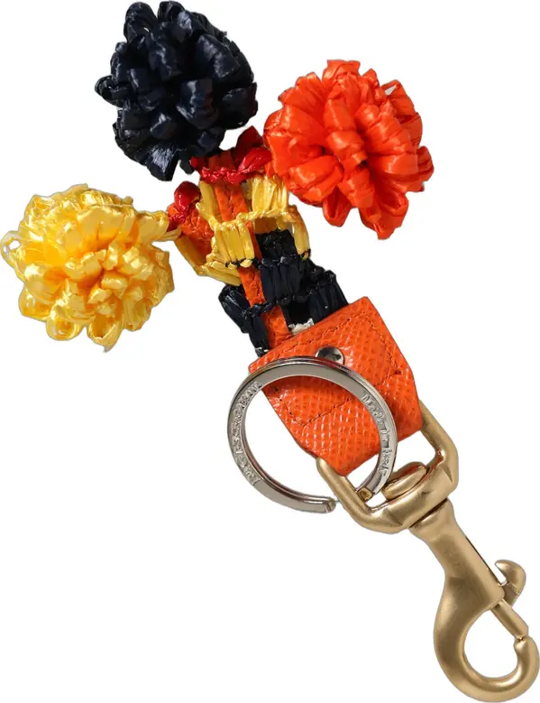 Raffia Leather Clasp Finder Chain Keyring Multicolor