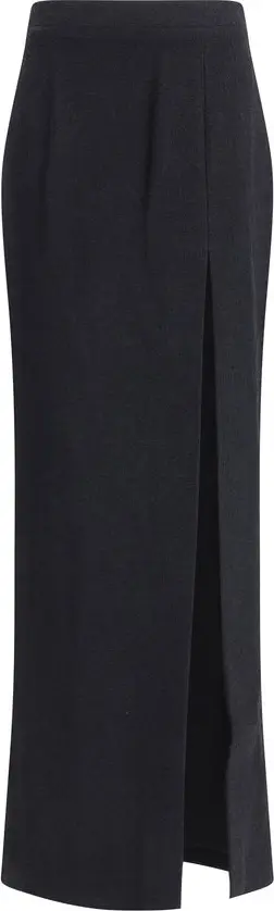Black Wool Long Skirt