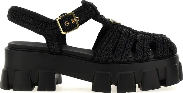 Black Viscose Platform Sandals