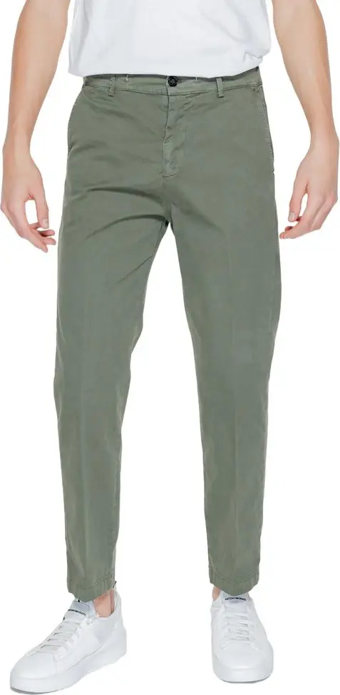 Green Cotton Casual Pants