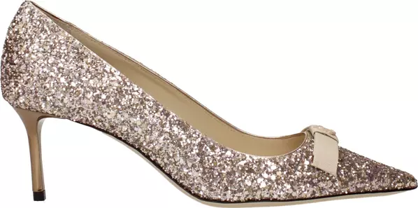 Pink Plastic Mid Heel Pumps