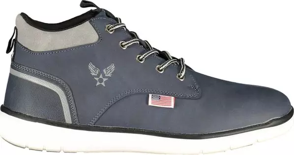 Blue Polyurethane Men Ankle Boot