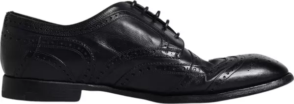 Dark Blue Leather Derby Wingtip Formal Shoes