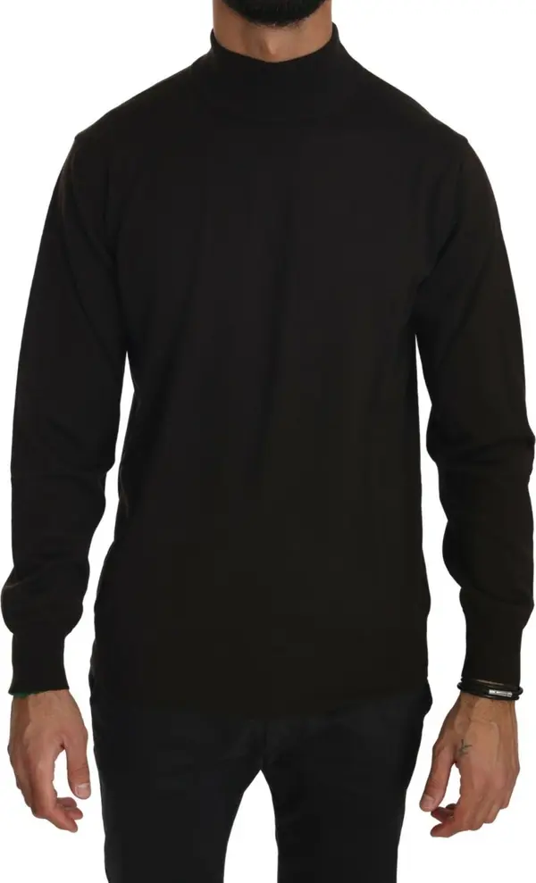 Brown Turtle Neck Pullover Wool Sweater