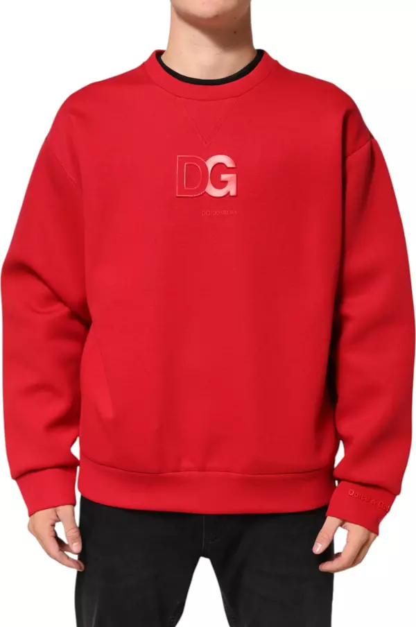 Red DG Logo Crew Neck Men Sweatshirt Sweater