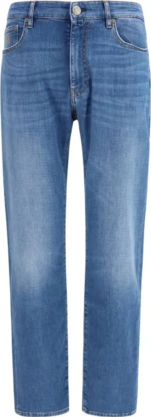 Blue Cotton Straight-Leg Jeans