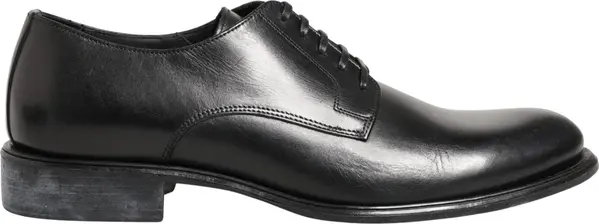 Black Calfskin Leather Derby Men Dress Shoes
