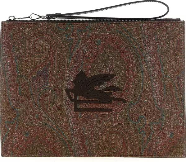 Brown Cotton Clutch Bag
