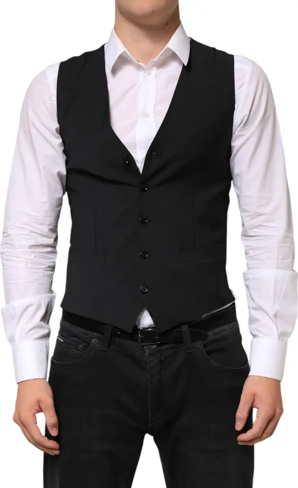 Black Wool Dress Formal Men Waistcoat Vest