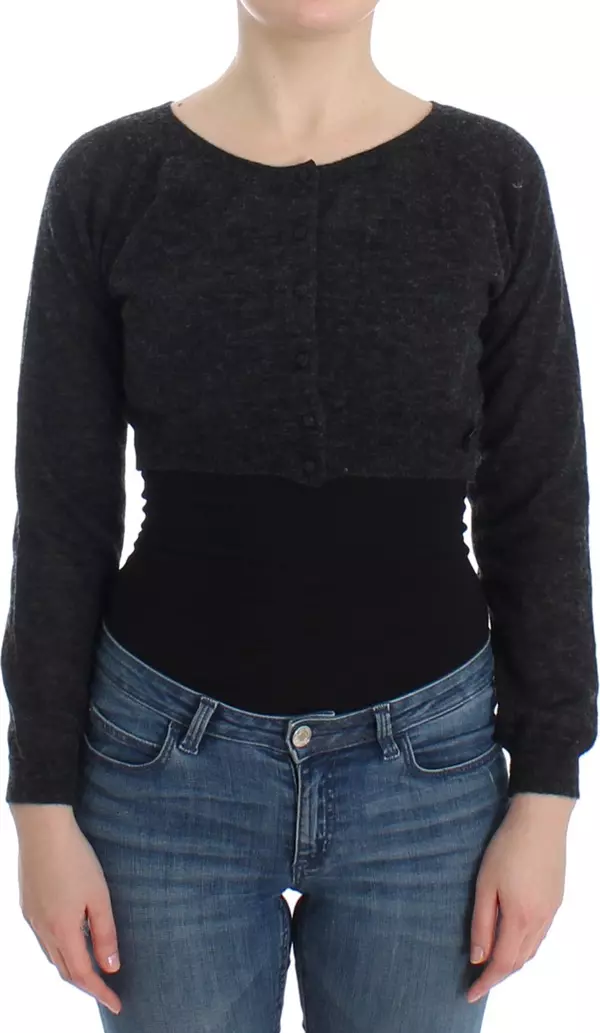 Gray Knit Wool Cardigan Sweater