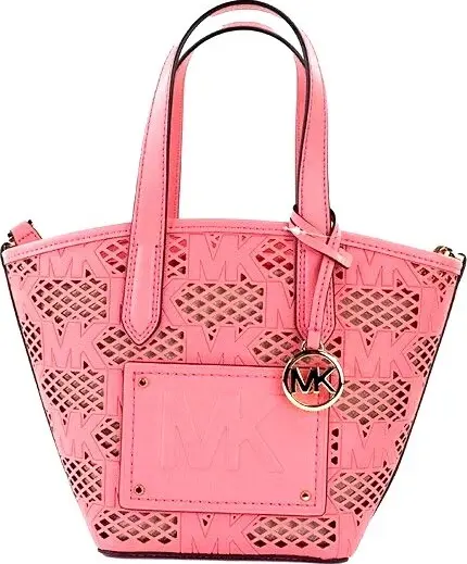 Michael Kors Kimber Small Tea Rose Leather 2-In-1 Zip Tote Messenger Bag Purse