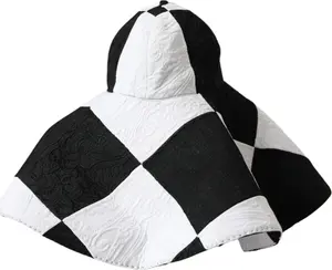 Black White Checkered Wide Brim Floppy Hat