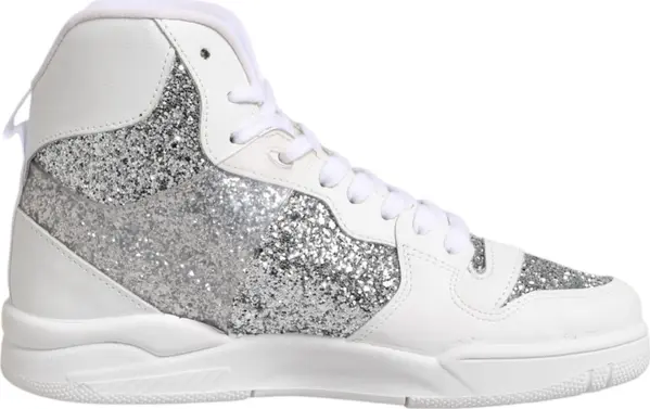 White Silver High Top Women Sneakers Shoes