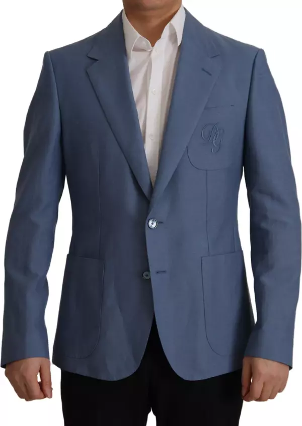 Blue Single Breasted Logo Blazer Jacket