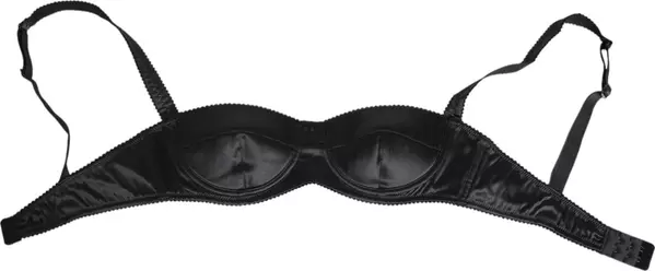 Black Silk Satin Wireless Lingerie Bra Underwear