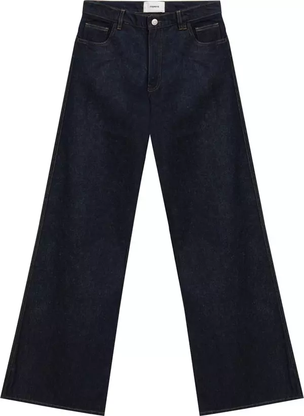 Blue Cotton High-Waisted Jean