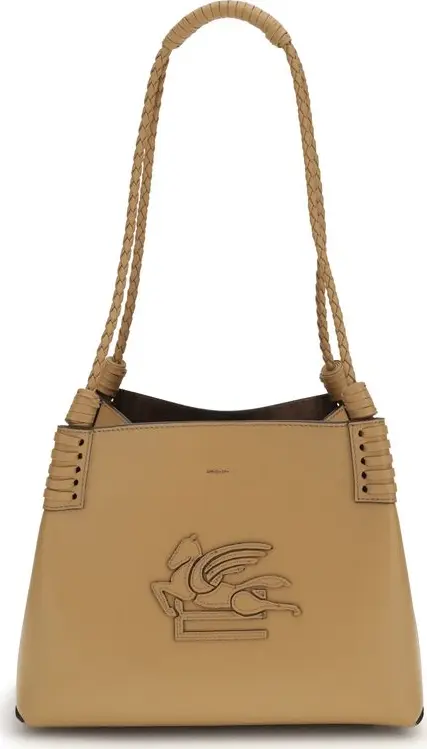Beige Calf Leather Bos Taurus Shoulder Bag