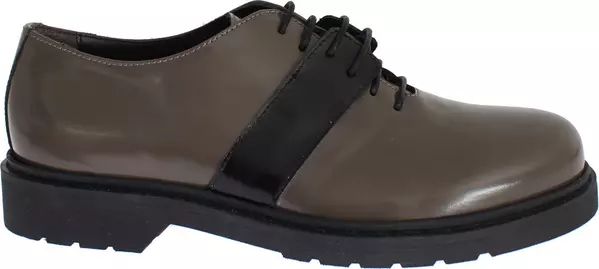 Gray Brown Leather Laceups Shoes