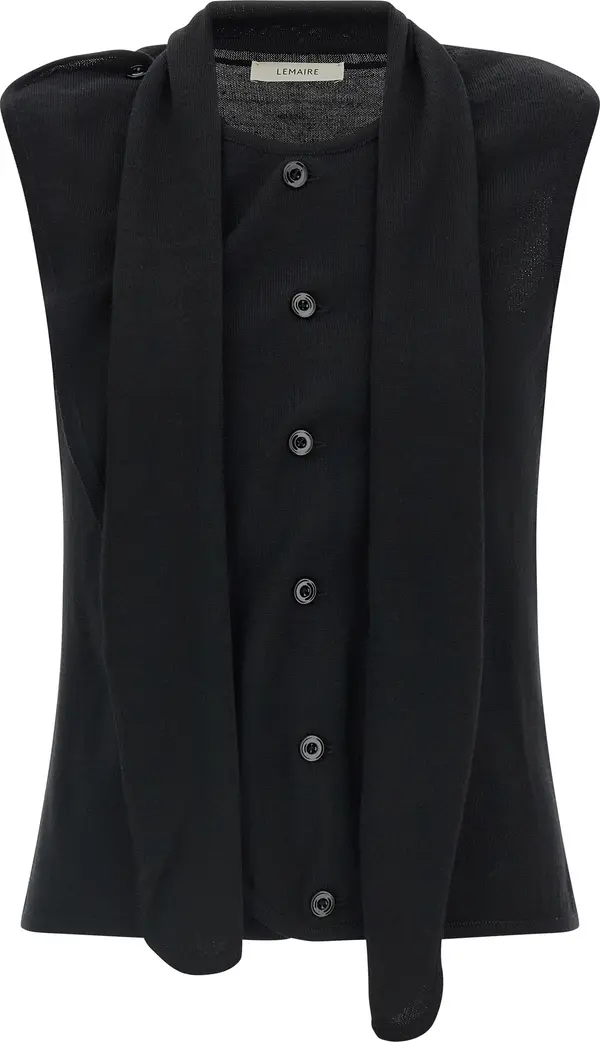 Black Wool Sleeveless Jacket