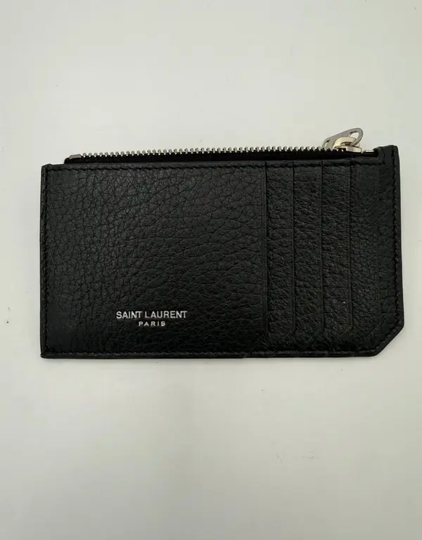 SAINT LAURENT Zip in Deerskin Cardholder
