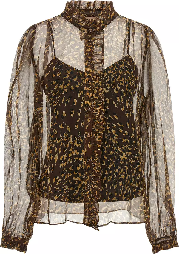 Brown Polyester Blouse