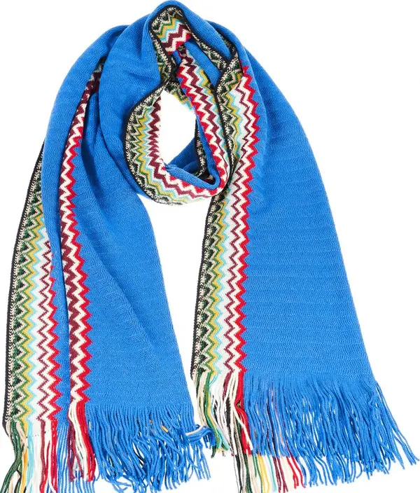 Blue Wool Men Scarf