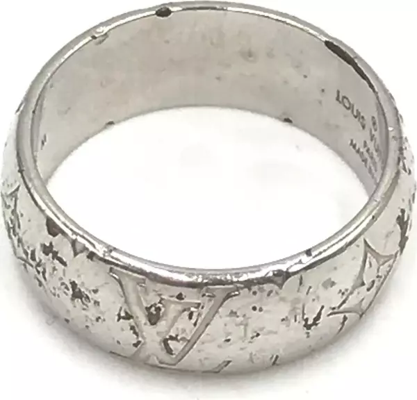 Silver-Tone Monogram Band Ring