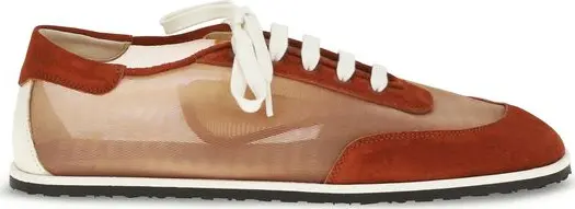 Red Polyester Low Top Sneakers