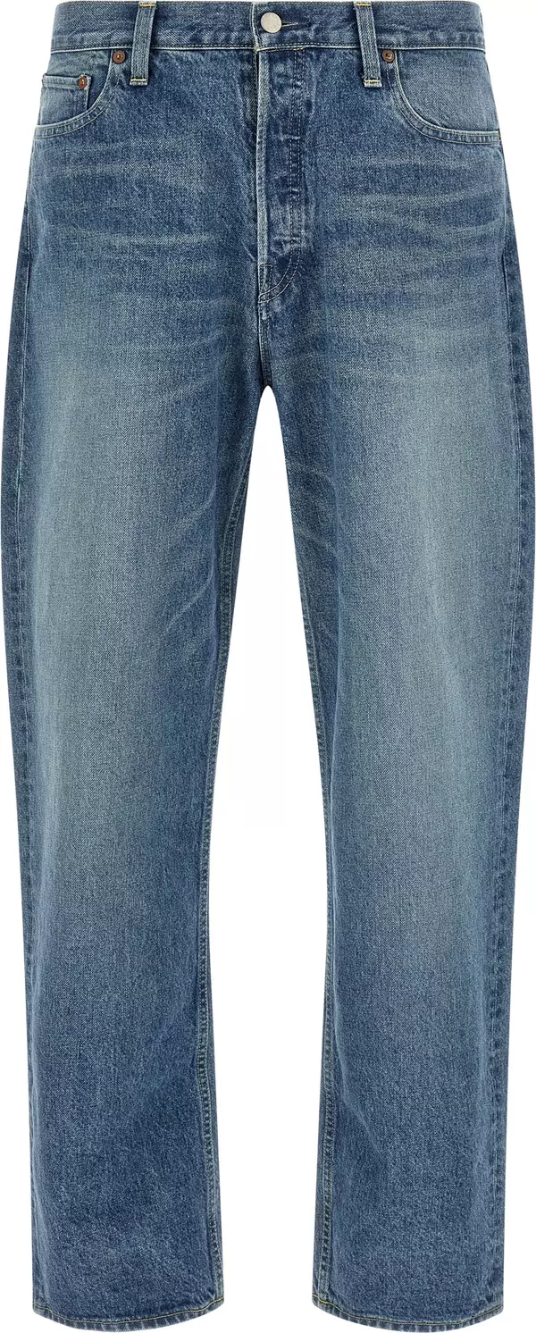 Blue Cotton Tapered Jeans