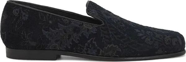 Blue Leather Slip-On Loafers