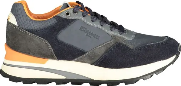 Blue Polyurethane Men Sneaker