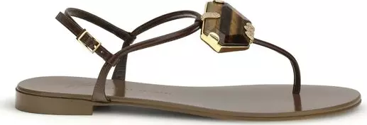 Brown Stainless Steel Flat Sandals
