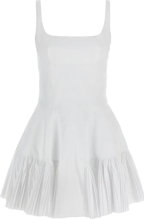 White Polyester Short Dress