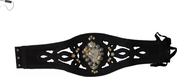 Black Canvas Embellished Waist Women Belt