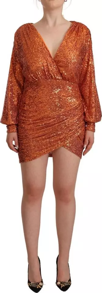 Orange Polyester Cocktail Dress