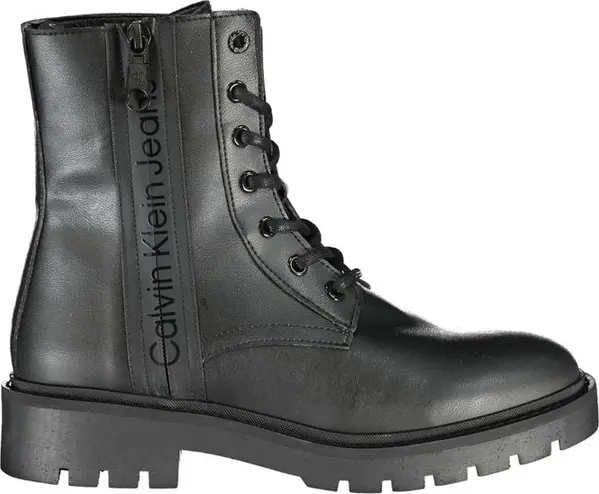 Black Polyurethane Women Ankle Boot