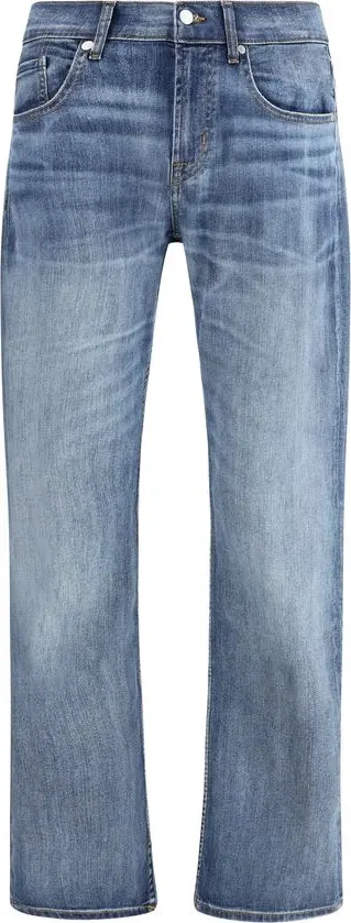 Blue Cotton Straight-Leg Jeans
