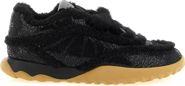 Black Cowhide Chunky Sneakers