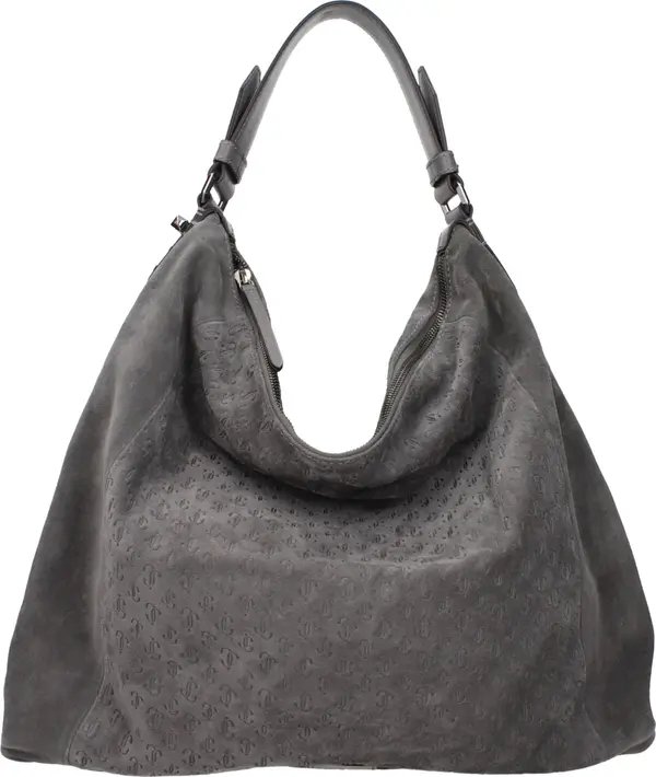 Gray Leather Shoulder Bag